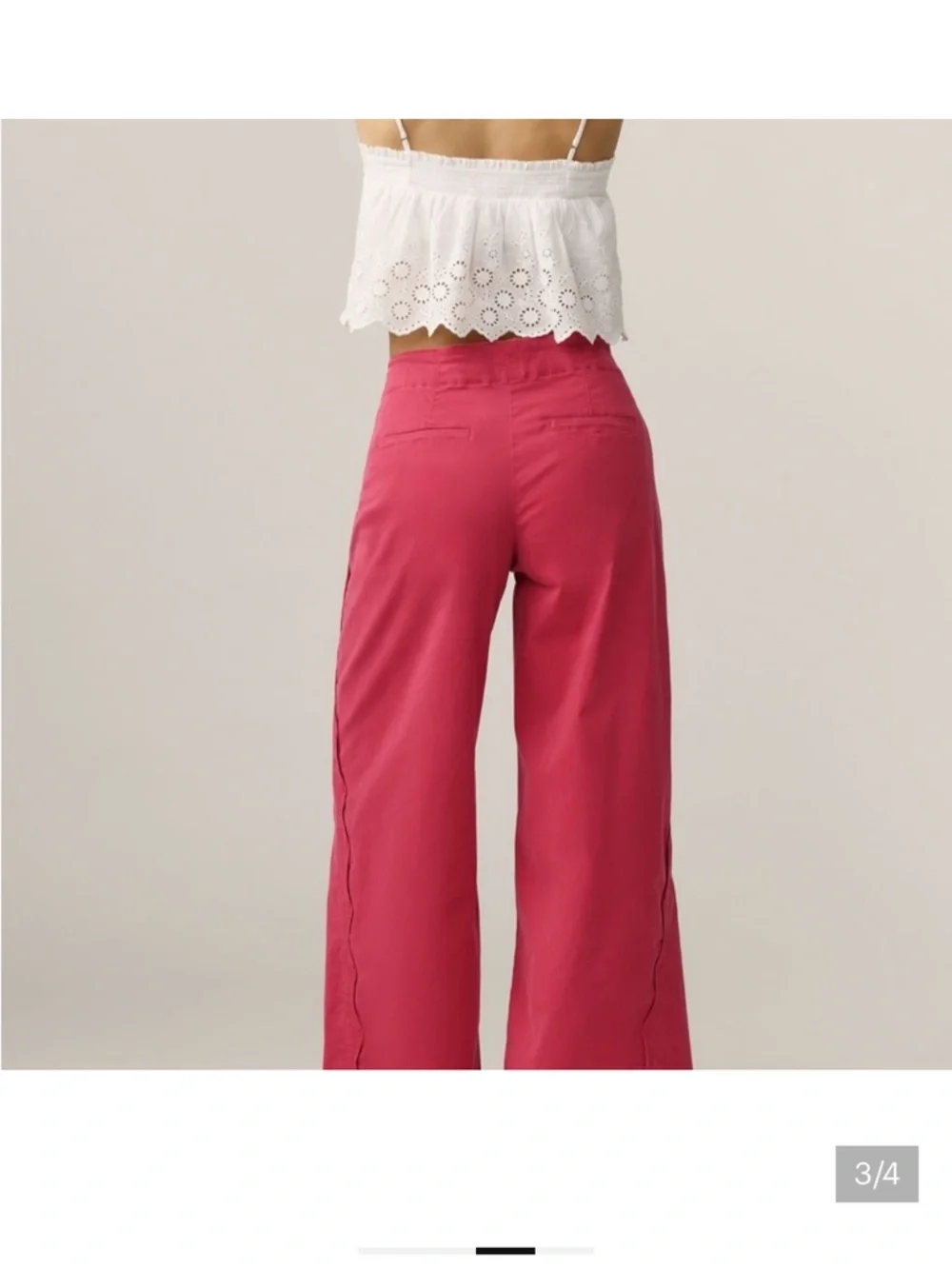 Anthropologie Maeve wide leg scalloped detail pants - Picture 2 of 8